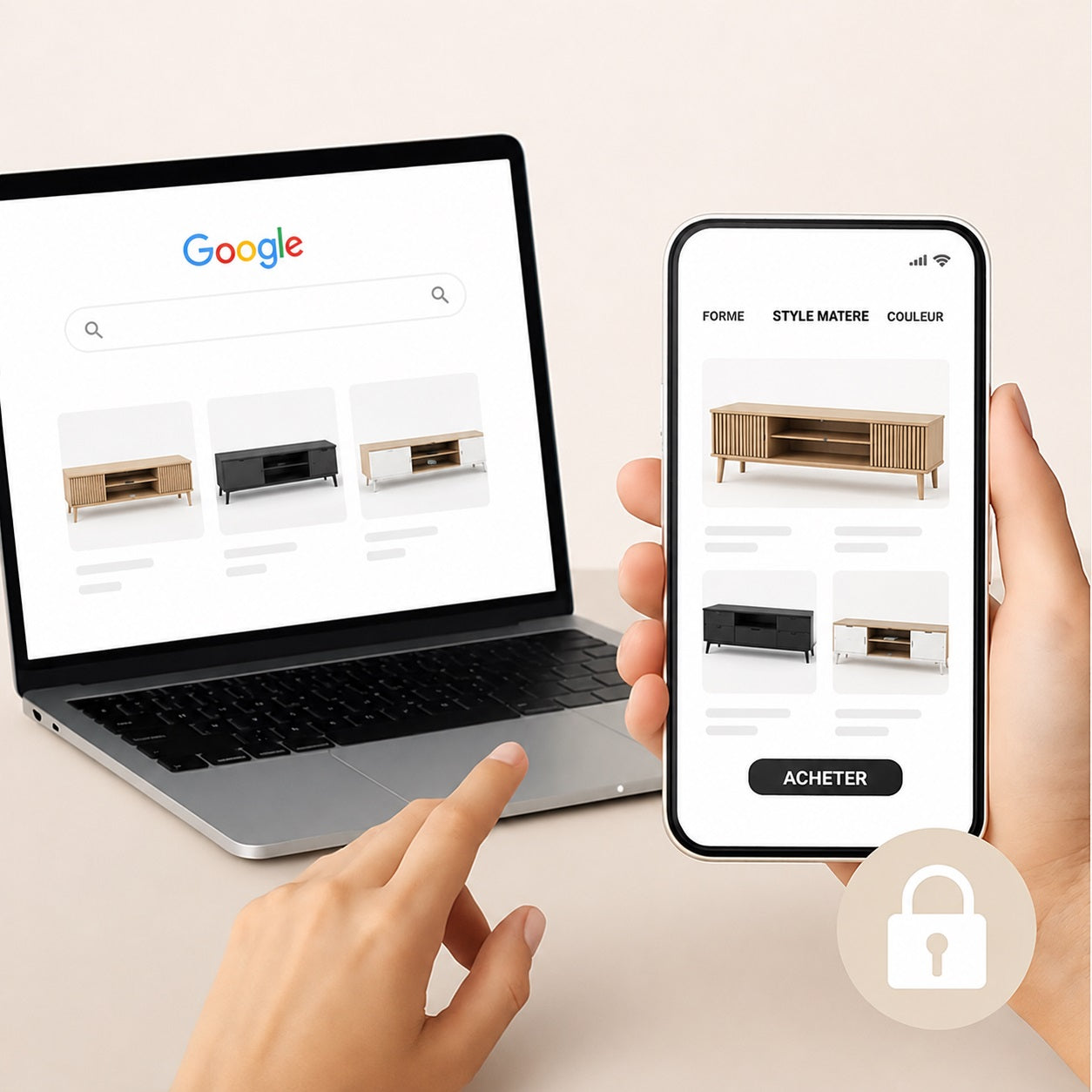 Acheter un meuble tv en ligne facilement sur mobile et ordinateur avec navigation intuitive