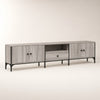 Meuble TV moderne avec rangements - Metris - Gris sonoma / L200cm / H44cm / L25cm