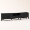Meuble TV moderne avec rangements - Metris - Noir / L200cm / H44cm / L25cm