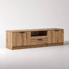 Meuble TV avec rangements en bois - Kano - Chêne artisanal / L140cm / H40cm / L33cm
