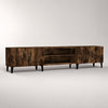 Meuble TV avec rangements en bois - Tano - Chêne fumé / L180cm / H40cm / L31cm