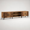Meuble TV avec rangements en bois - Tano - Vieux bois / L180cm / H40cm / L31cm