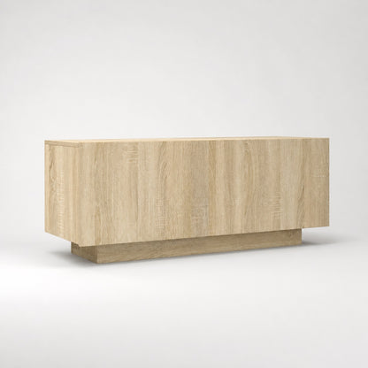 Meuble TV en bois chêne sonoma, meuble TV avec rangement aux finitions claires et modernes.