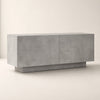 Meuble TV moderne avec rangements - Milo - Gris béton / L100cm / H40cm / L35cm
