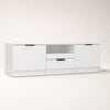 Meuble TV moderne avec rangements - Urban - Blanc / L140cm / H40cm / L33cm
