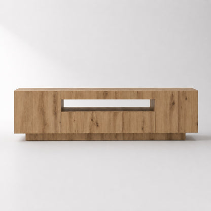 Meuble tv bois moderne avec rangement fermé et niche centrale minimaliste