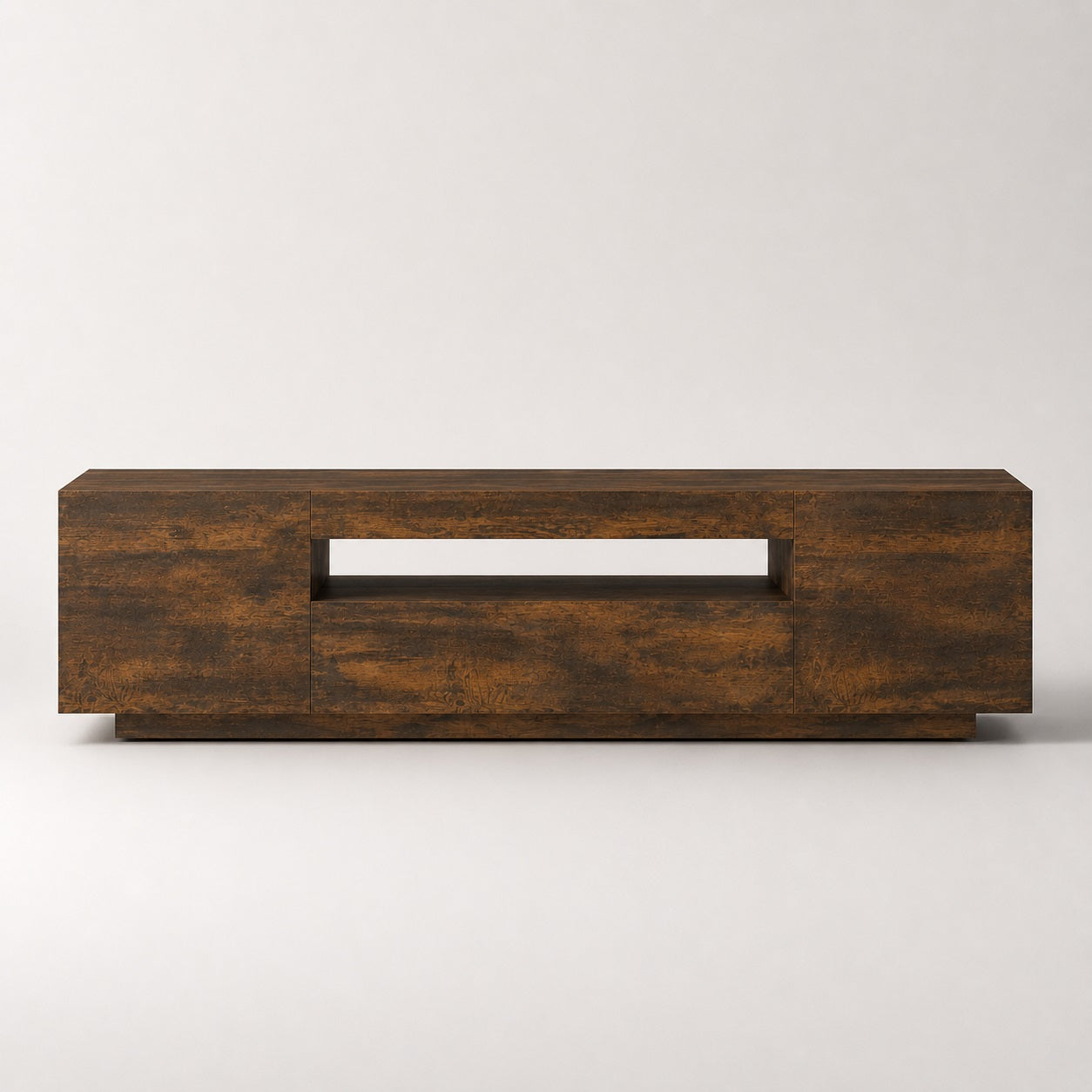 Meuble tv bois foncé avec rangement discret et design contemporain épuré