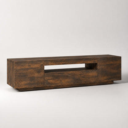 Meuble tv bois foncé avec rangement moderne et niche ouverte pour salon design