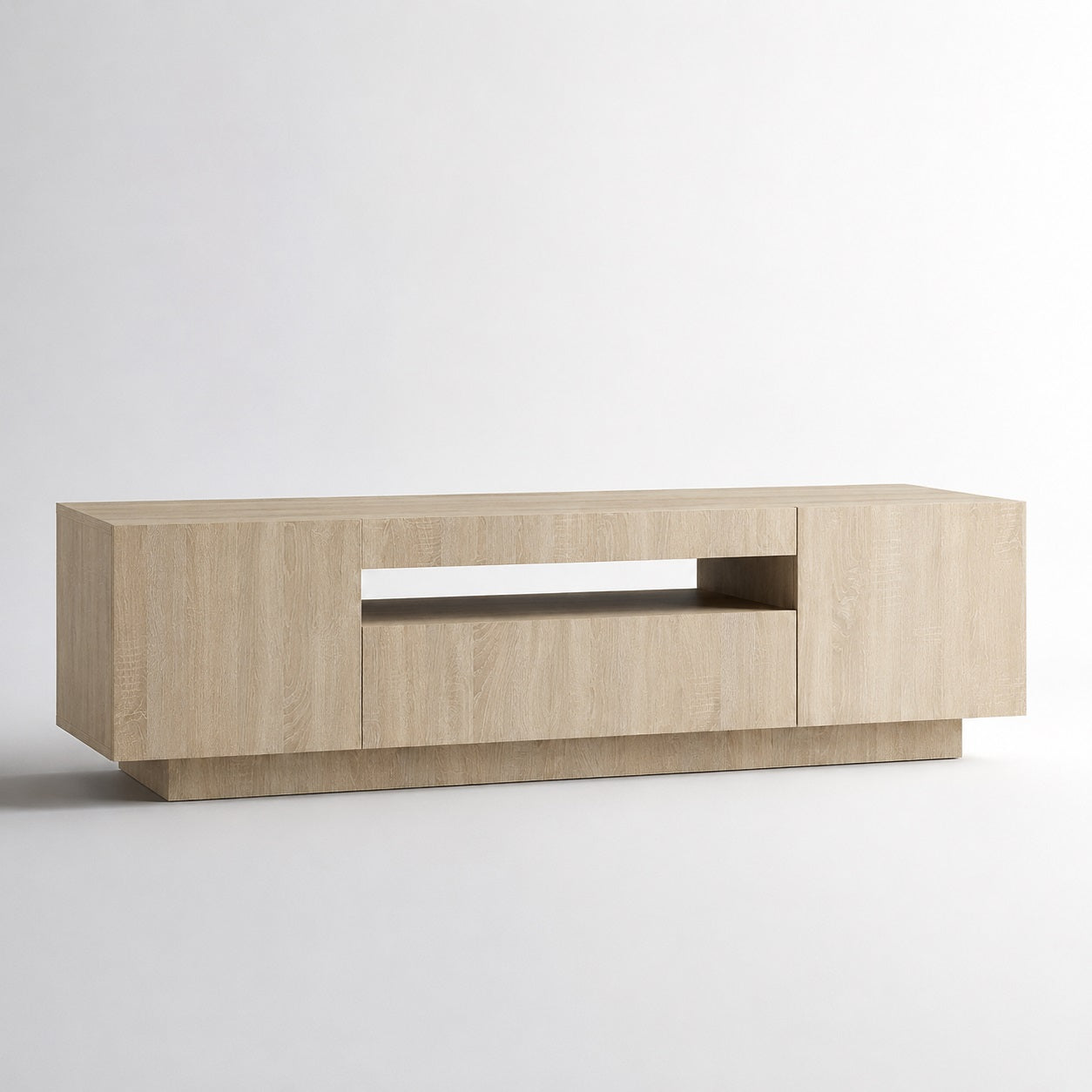 Meuble tv bois sonoma avec rangement moderne et niche ouverte minimaliste