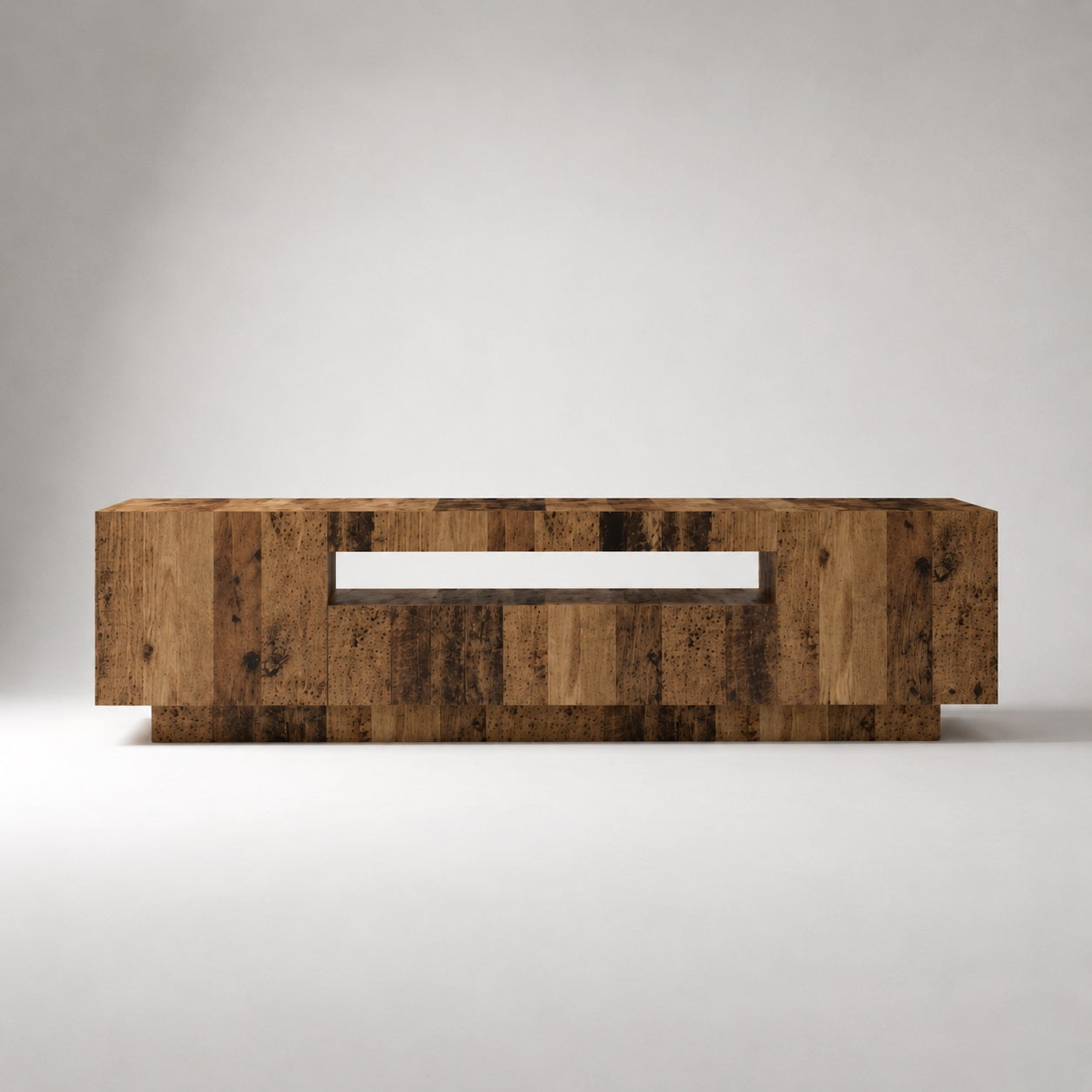 Meuble tv bois recyclé avec rangement et design rustique contemporain épuré