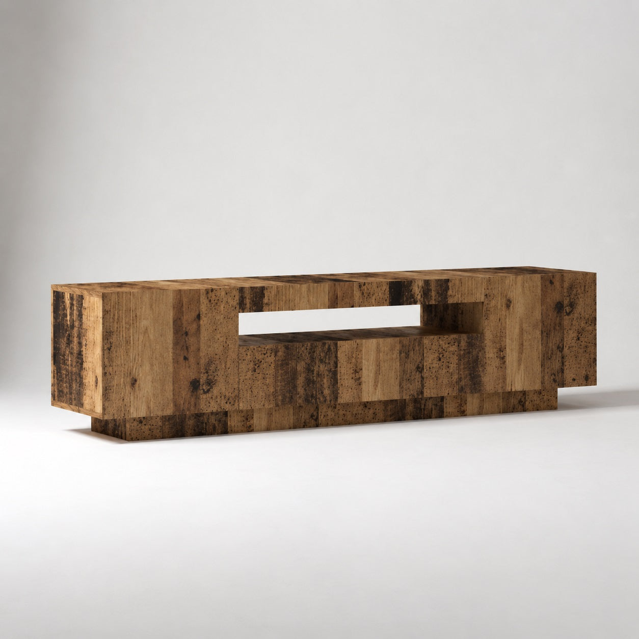 Meuble tv vieux bois avec rangement et finition rustique moderne élégante