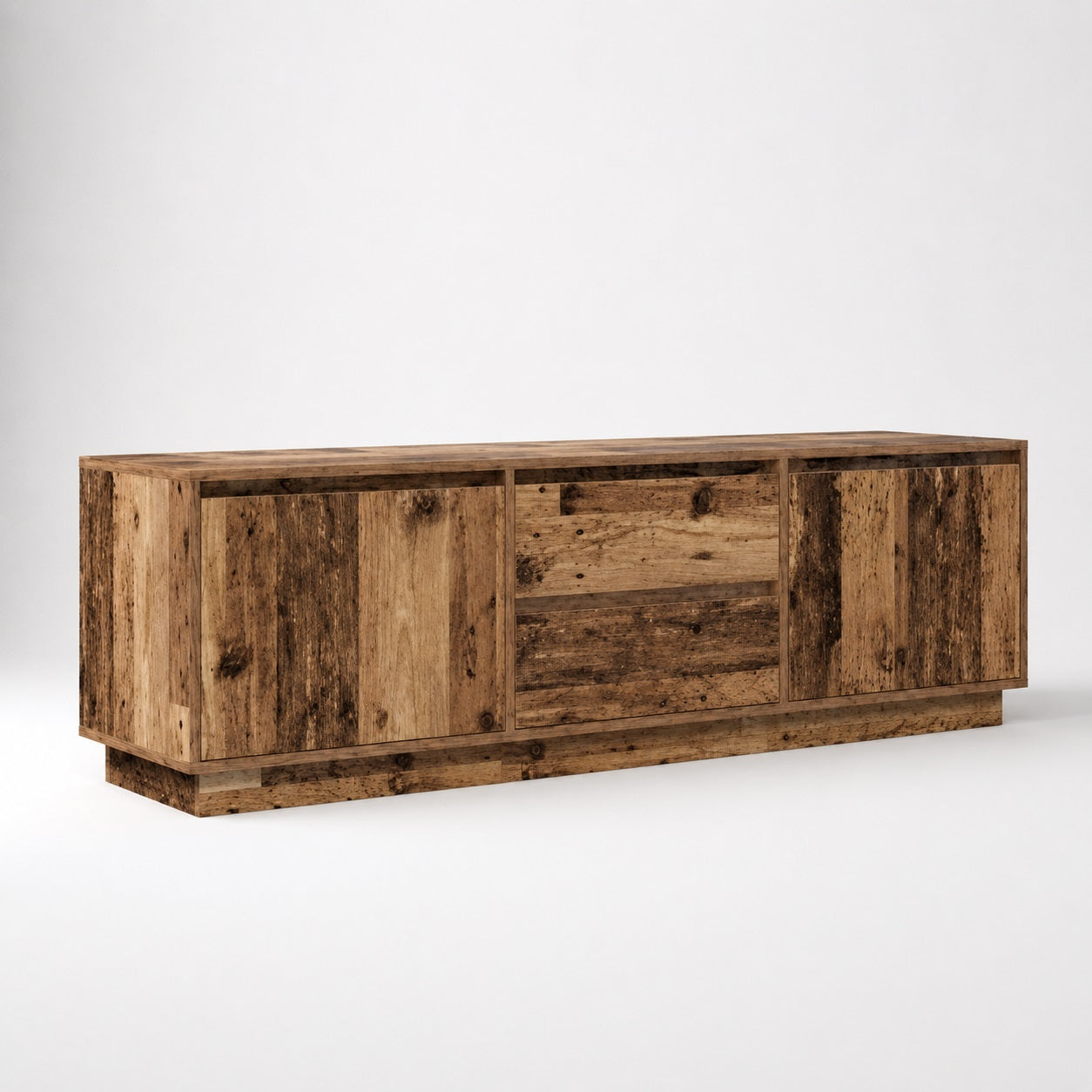 Meuble tv bois avec rangement finition vieux bois au style rustique et authentique moderne