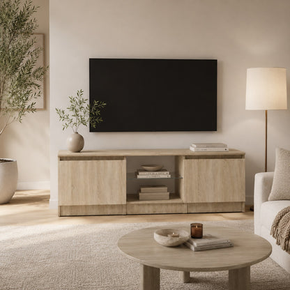 Meuble tv en bois avec rangement pratique dans un salon lumineux style scandinave moderne