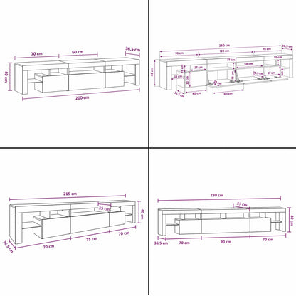 Dimensions meuble TV moderne avec rangement et grande capacité de stockage intégré