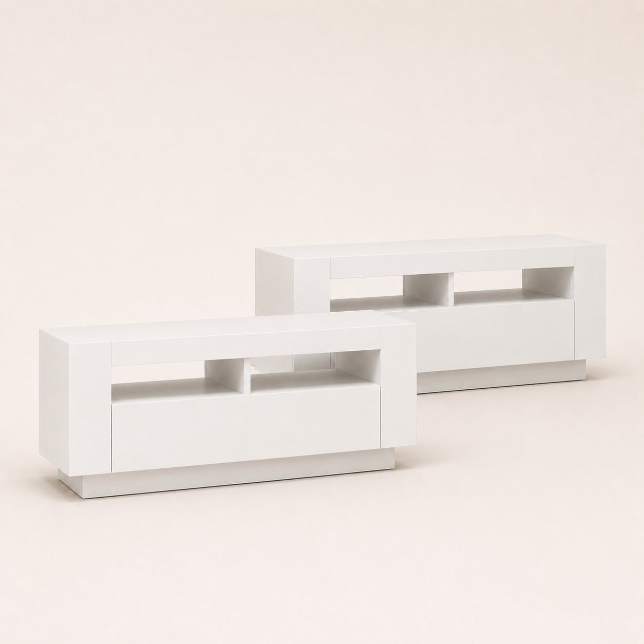 Double module latéral du meuble TV moderne avec LED, design épuré