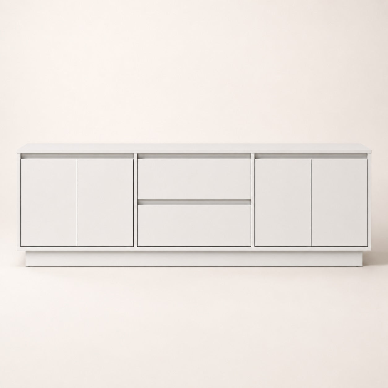 Meuble tv moderne blanc avec rangement fermé et lignes épurées contemporaines