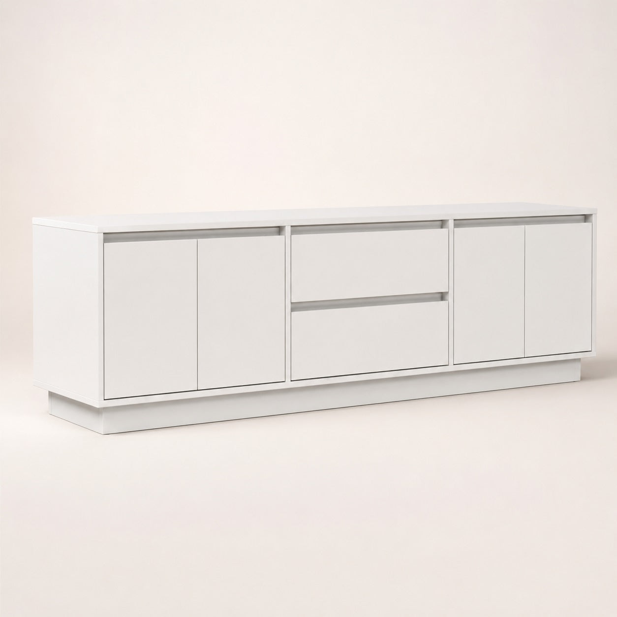 Meuble tv moderne blanc avec rangement intégré et tiroirs spacieux design minimaliste