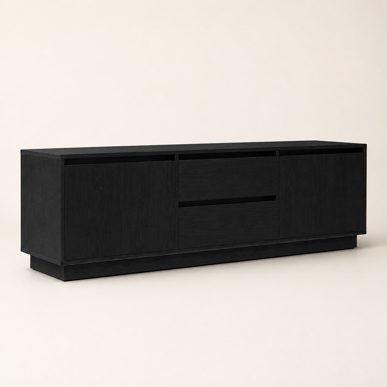 Meuble tv moderne noir avec rangement intégré et design minimaliste contemporain