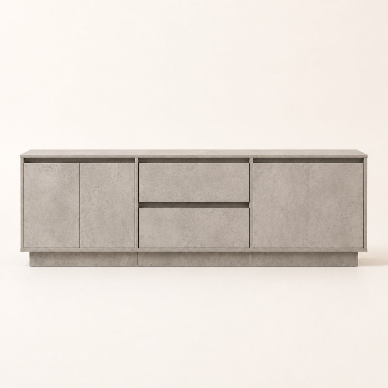 Meuble tv moderne effet béton avec rangement fermé et lignes épurées élégantes