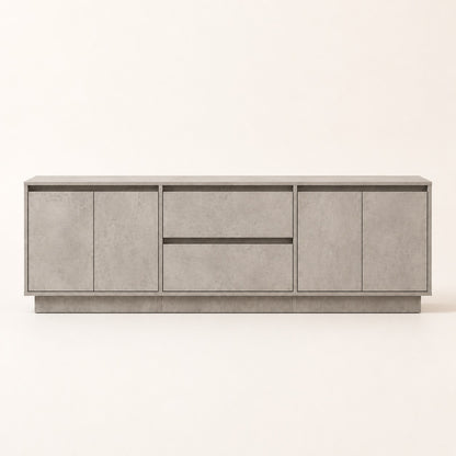 Meuble tv moderne effet béton avec rangement fermé et lignes épurées élégantes