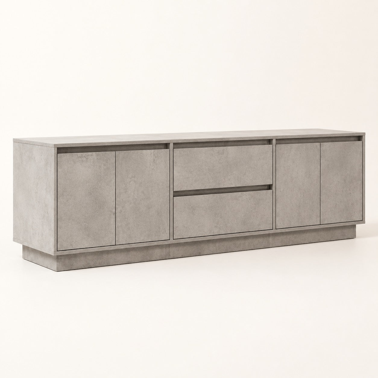 Meuble tv avec rangement gris dans un salon contemporain chaleureux et raffiné