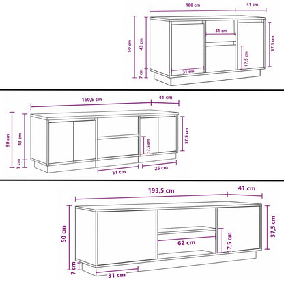 dimensions des trois modèles de variantes du meuble elyo