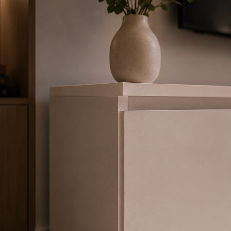 Meuble tv moderne avec rangement spacieux et éclairage LED intégré blanc
