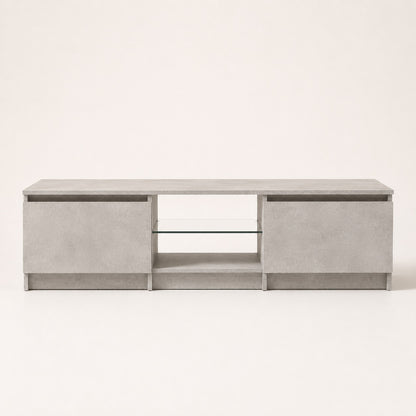 Meuble tv moderne gris avec rangement spacieux et niche multimédia contemporaine
