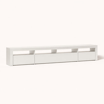 Meuble tv blanc design minimaliste avec rangements modernes pour salon contemporain lumineux
