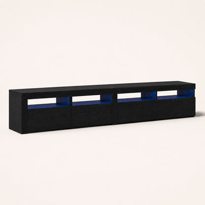 Meuble tv noir moderne avec LED intégrée et design minimaliste contemporain premium