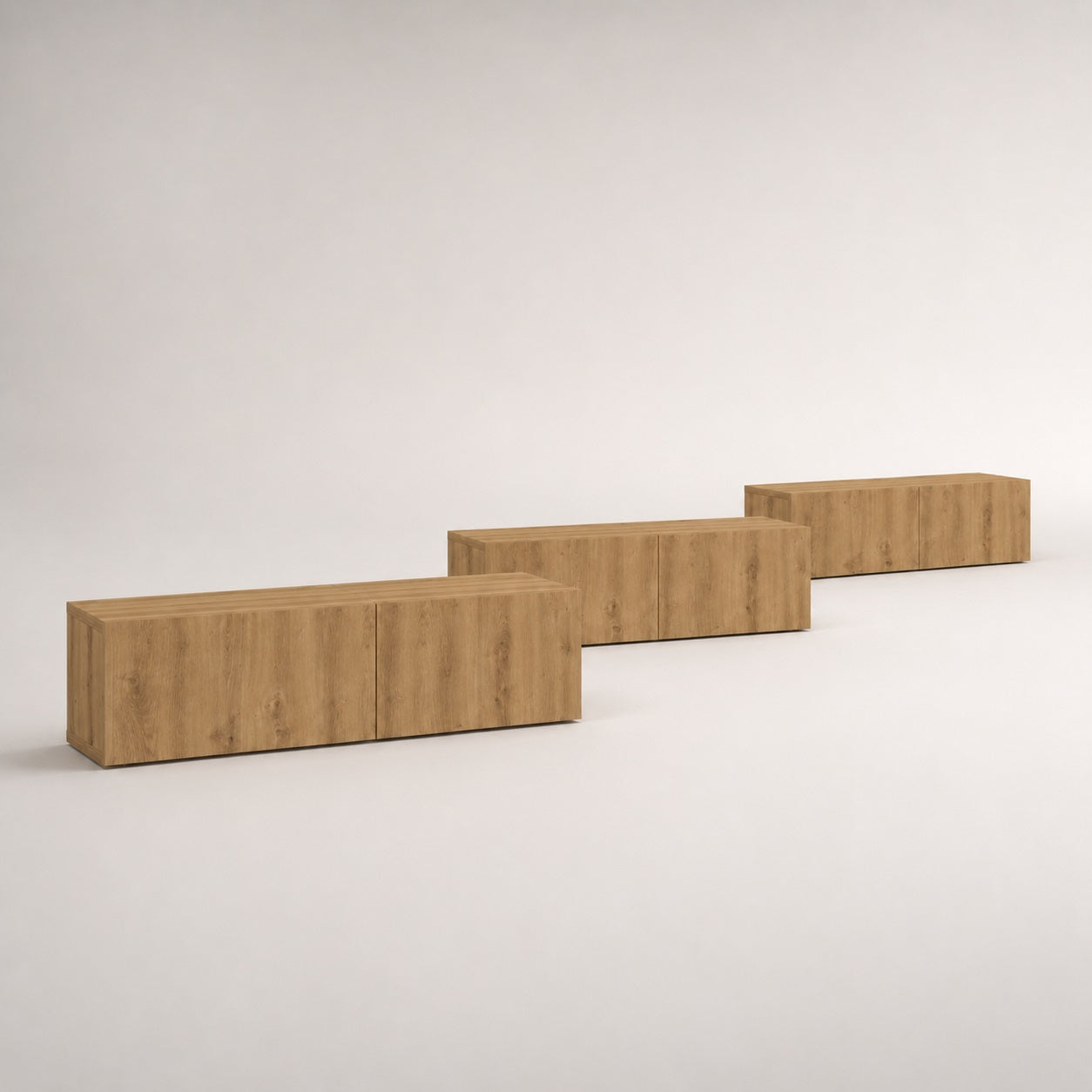 Collection meuble TV suspendus en bois disponible en plusieurs dimensions pour tous les espaces