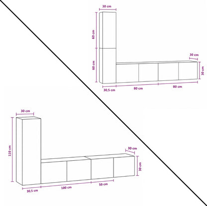 Dimensions du meuble TV suspendus moderne avec colonne verticale et rangements intégrés