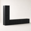 Meuble TV mural moderne avec rangements - Bloca - Chêne noir / L190cm / H120cm / L30cm