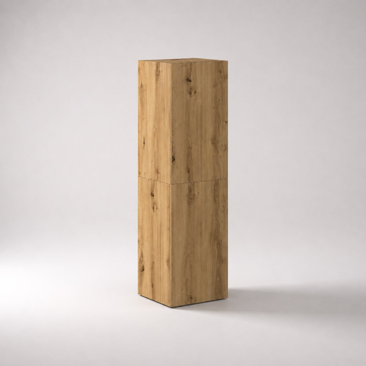 Colonne de rangement assortie au meuble TV suspendus en bois, finition chêne artisanal moderne