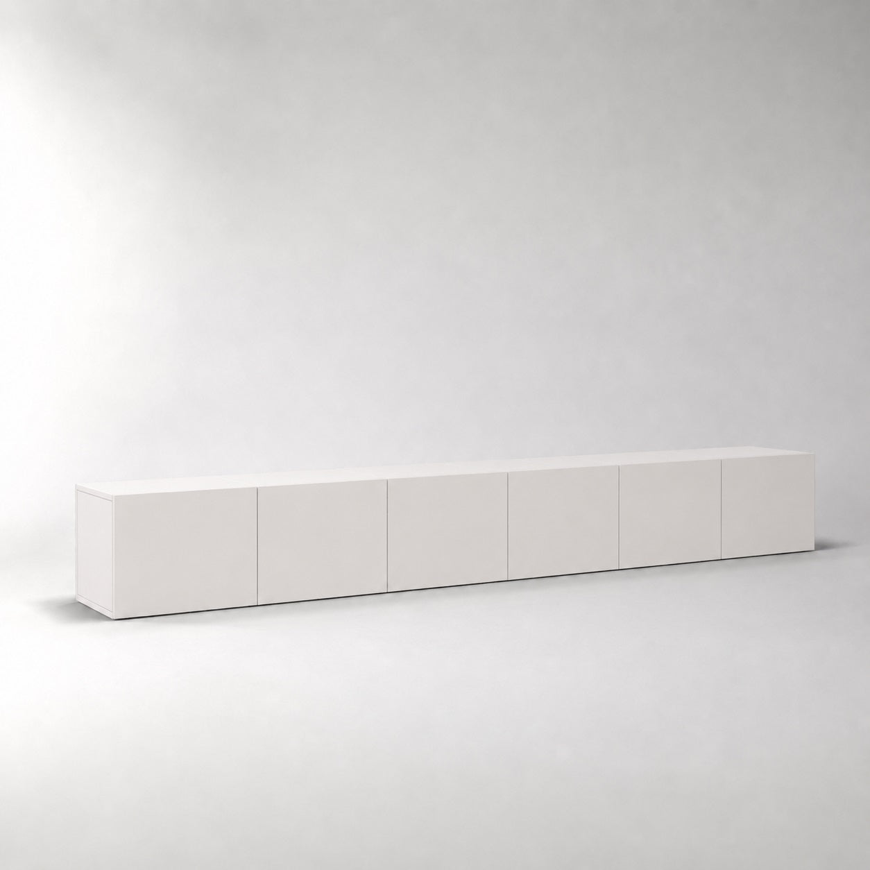 Grand meuble tv suspendus blanc avec rangements spacieux et design moderne minimaliste
