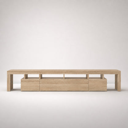 Meuble TV bois avec rangement design minimaliste finition chêne clair moderne