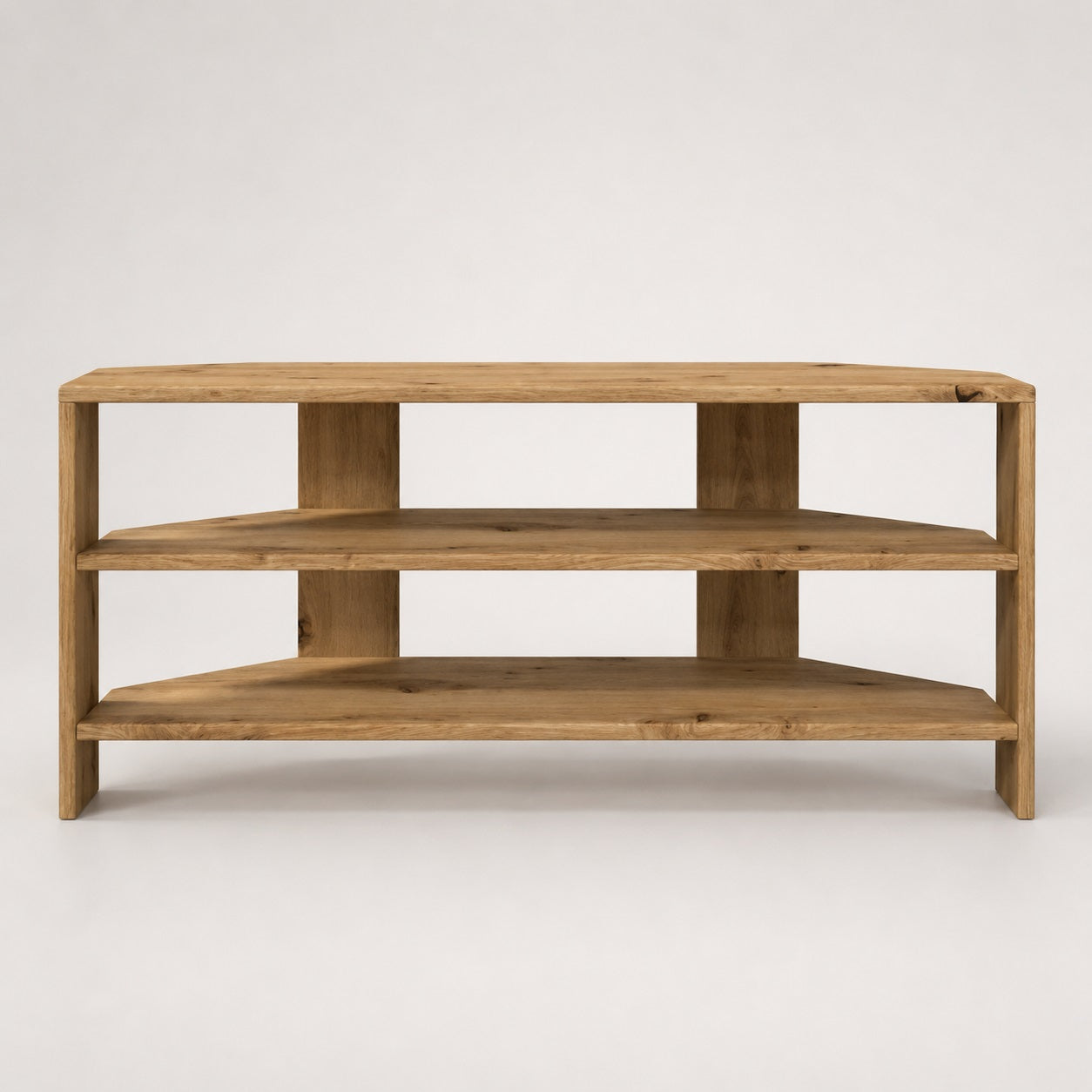 Meuble TV d'angle en bois avec trois niveaux de rangement, meuble TV en bois moderne